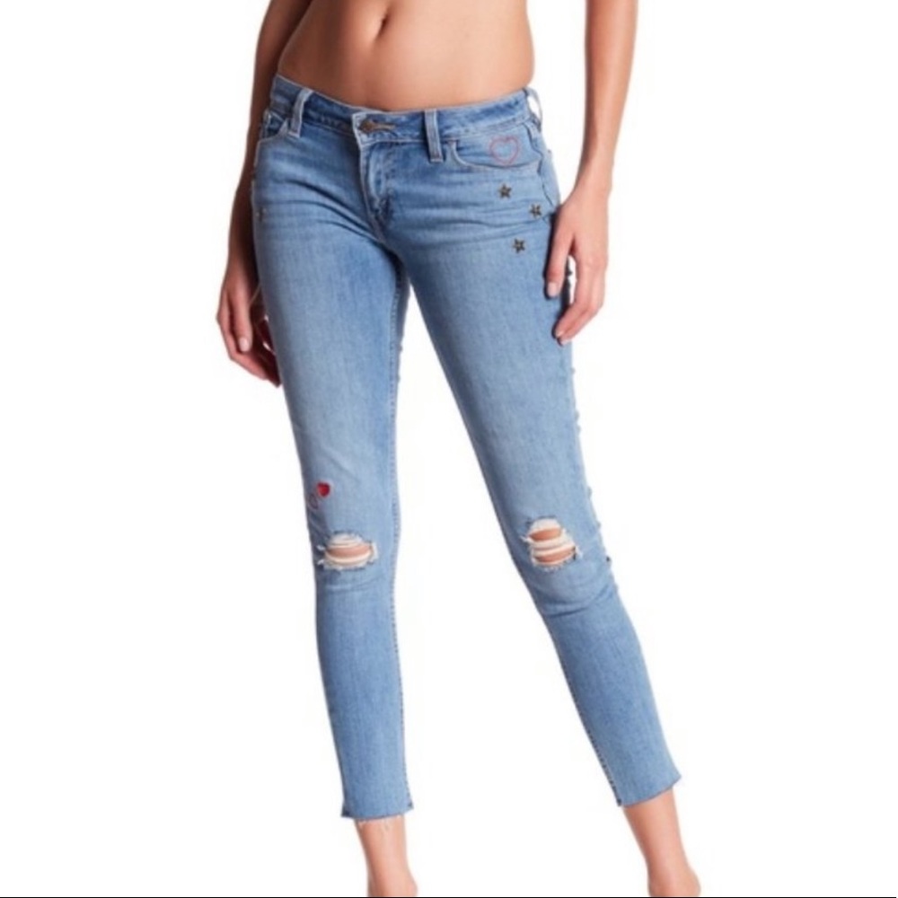 Levi’s 535 Raw Hem Super Skinny Embroidered Jeans Size 29